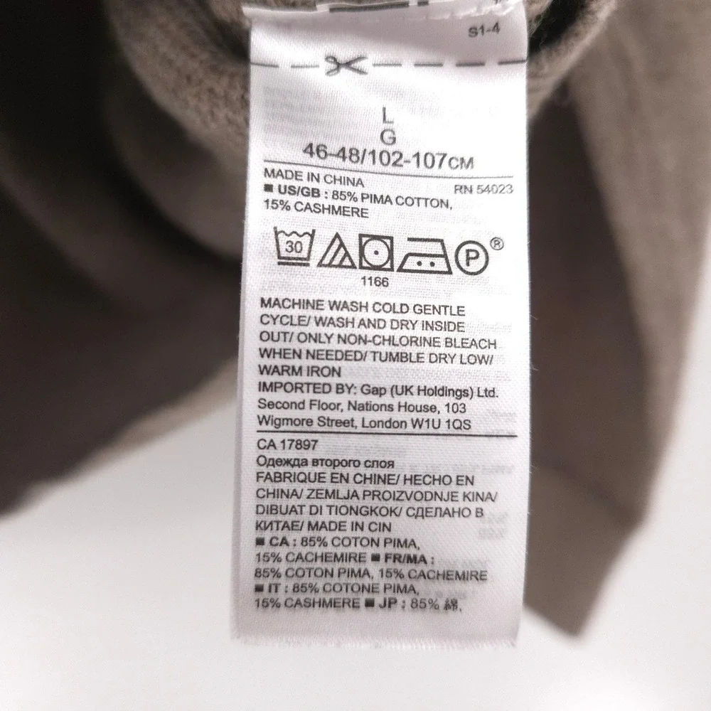 Banana Republic Cotton Cashmere Sweater Mens Large Brown Crewneck Raglan